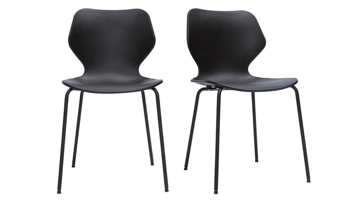 Chaises design noires intrieur - extrieur (lot de 2) FLIP