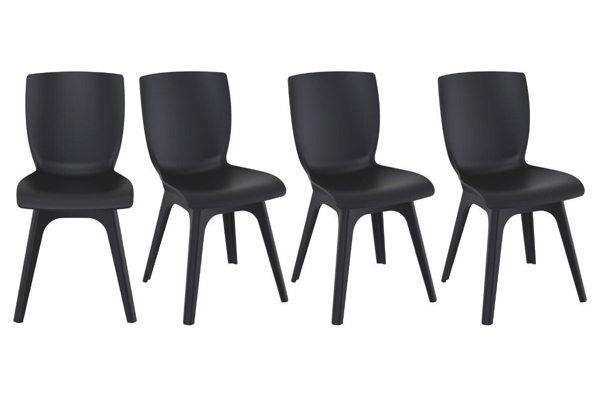 Chaises design noires int�rieur / ext�rieur (lot de 4) SWAN