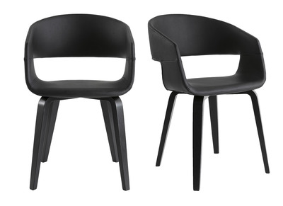 Chaises design noires pieds bois (lot de 2) SLAM