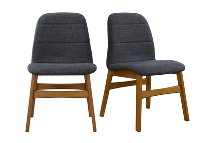 Chaises design pieds noyer tissus gris anthracite (lot de 2) JUKE