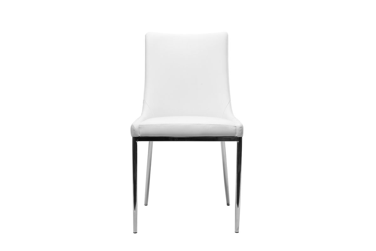 Chaises design polyur�thane blanc et acier chrom� (lot de 2) IRA