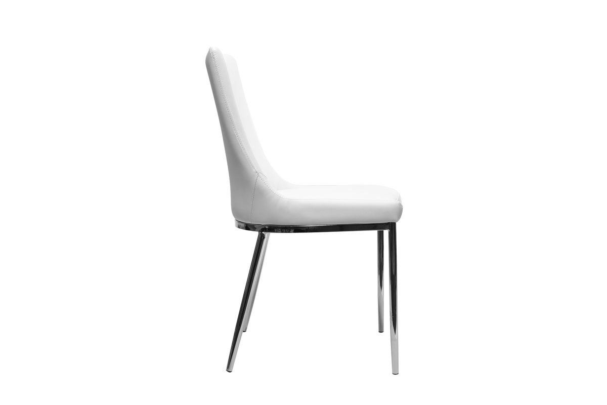 Chaises design polyur�thane blanc et acier chrom� (lot de 2) IRA