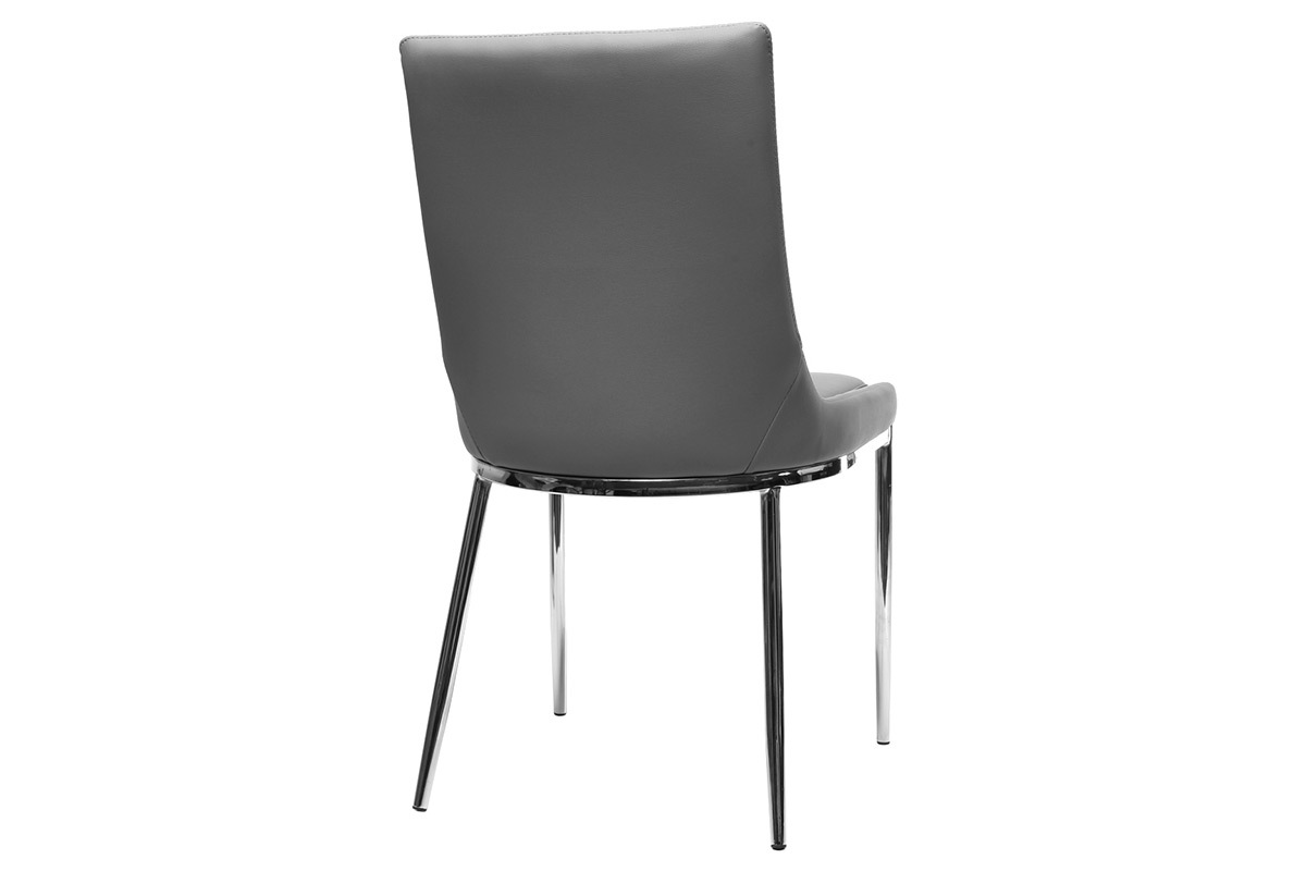 Chaises design polyur�thane gris et acier chrom� (lot de 2) IRA
