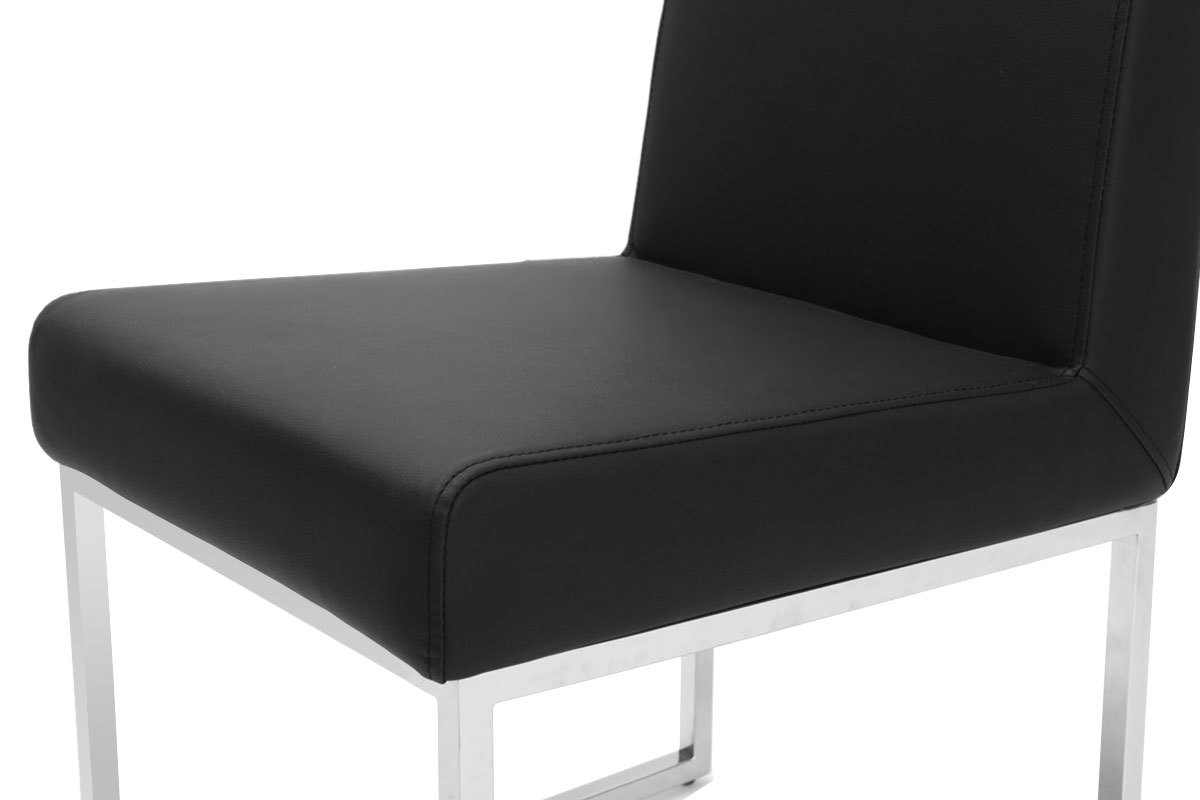 Chaises design polyur�thane noir et acier chrom� (lot de 2) JUNIA