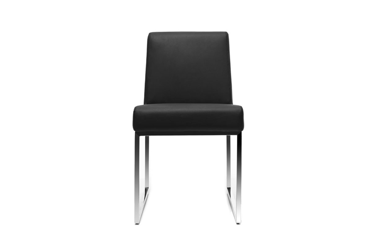 Chaises design polyur�thane noir et acier chrom� (lot de 2) JUNIA