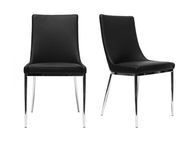 Chaises design polyur&eacute;thane noir et acier chrom&eacute; - lot de 2 IRA