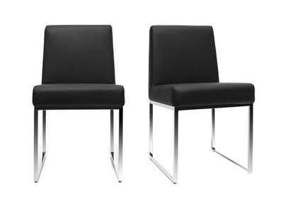 Chaises design polyur&eacute;thane noir et acier chrom&eacute; - lot de 2 JUNIA