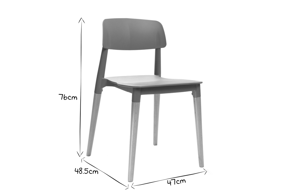 Chaises design scandinave grises (lot de 2) GILDA