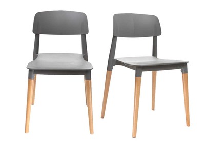 Chaises design scandinave grises (lot de 2) GILDA