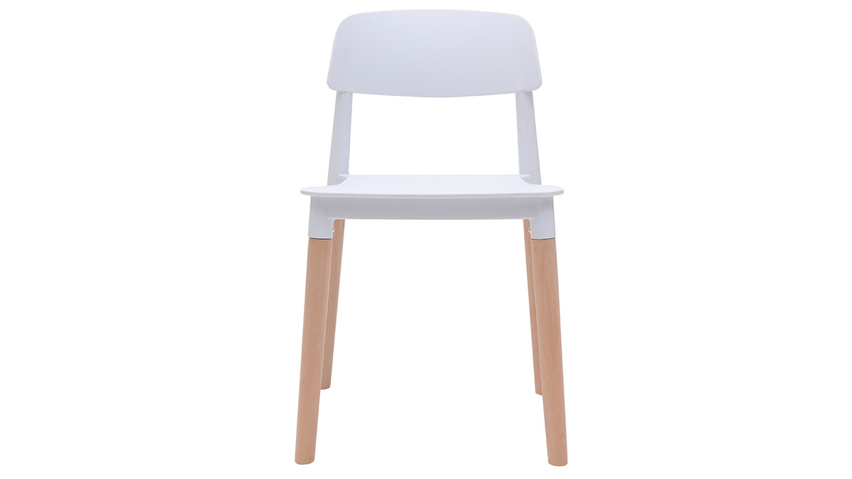 Chaises design scandinaves blanc et bois clair massif (lot de 2) GILDA