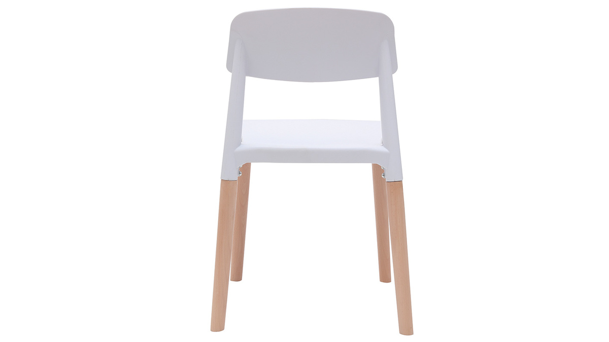 Chaises design scandinaves blanc et bois clair massif (lot de 2) GILDA