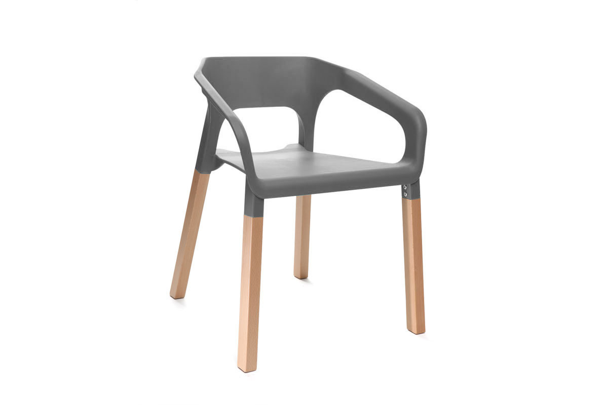Chaises design scandinaves empilables grises (lot de 2) HELIA