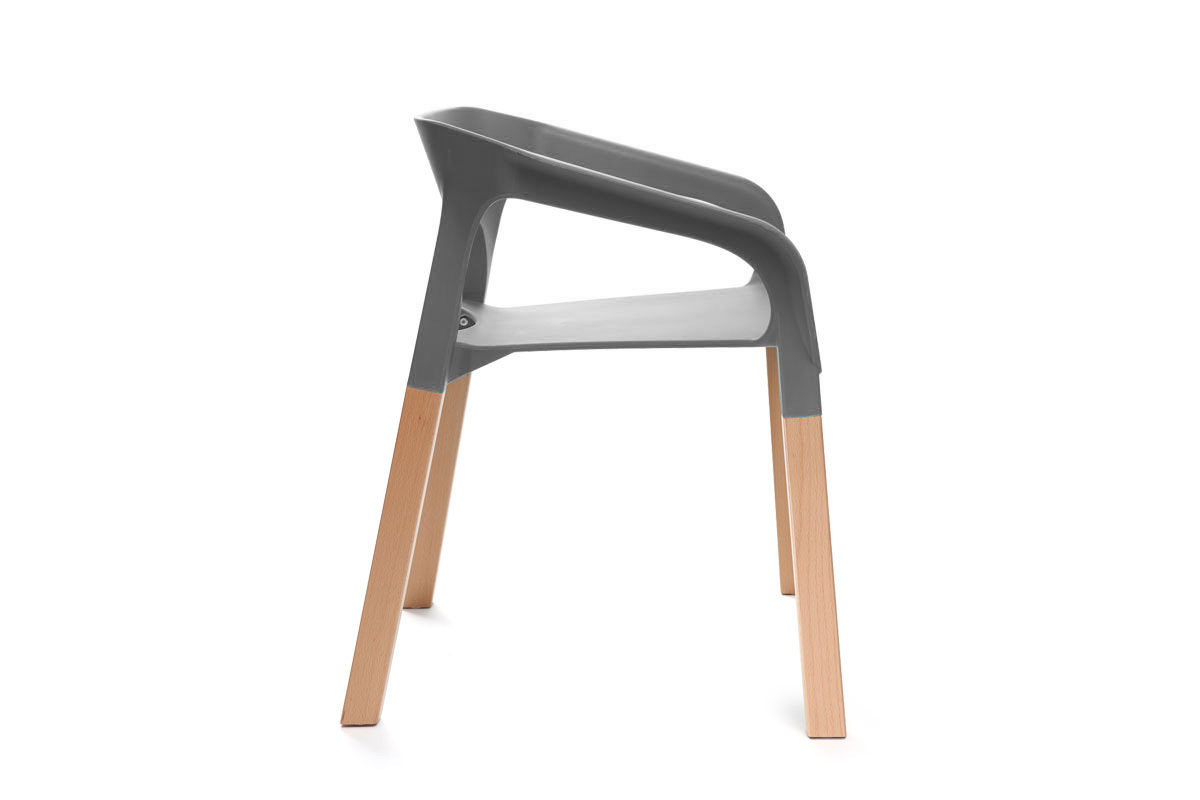 Chaises design scandinaves empilables grises (lot de 2) HELIA