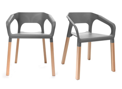 Chaises design scandinaves empilables grises (lot de 2) HELIA