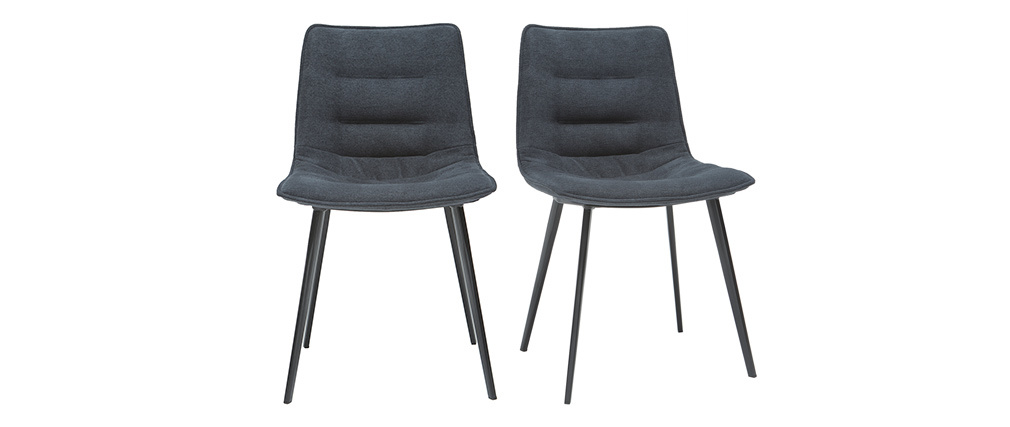 Chaises design tissu effet velours gris fonc� (lot de 2) PARKER