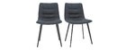 Chaises design tissu effet velours gris fonc&eacute; (lot de 2) PARKER