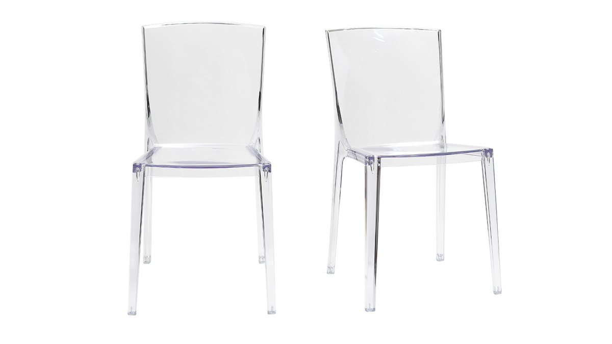 Chaises design transparentes empilables intrieur - extrieur (lot de 2) ISLAND