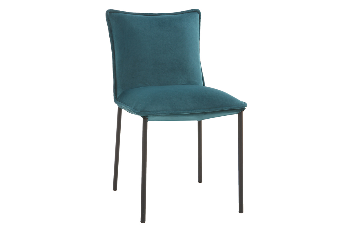Chaises design velours bleu p�trole (lot de 2) SOLACE