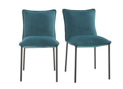 Chaises design velours bleu p&eacute;trole - lot de 2 SOLACE