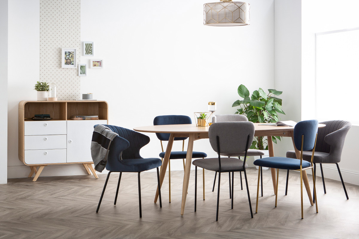 Chaises design velours gris fonc� et m�tal dor� (lot de 2) LEPIDUS