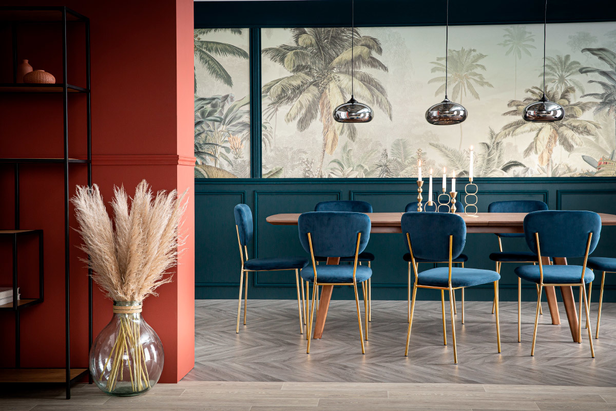 Chaises design velours gris fonc� et m�tal dor� (lot de 2) LEPIDUS