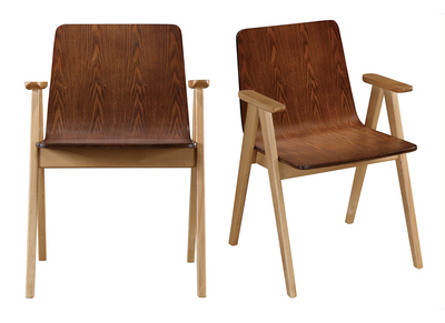 Chaises design vintage ch&ecirc;ne et noyer lot de 2 DANA