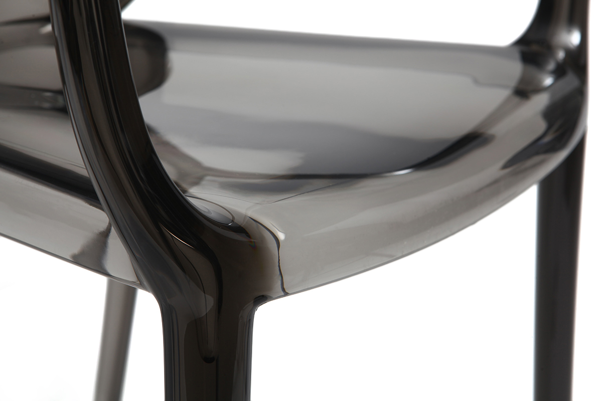 Chaises empilables design fum�e transparentes (lot de 2) CRISTAL