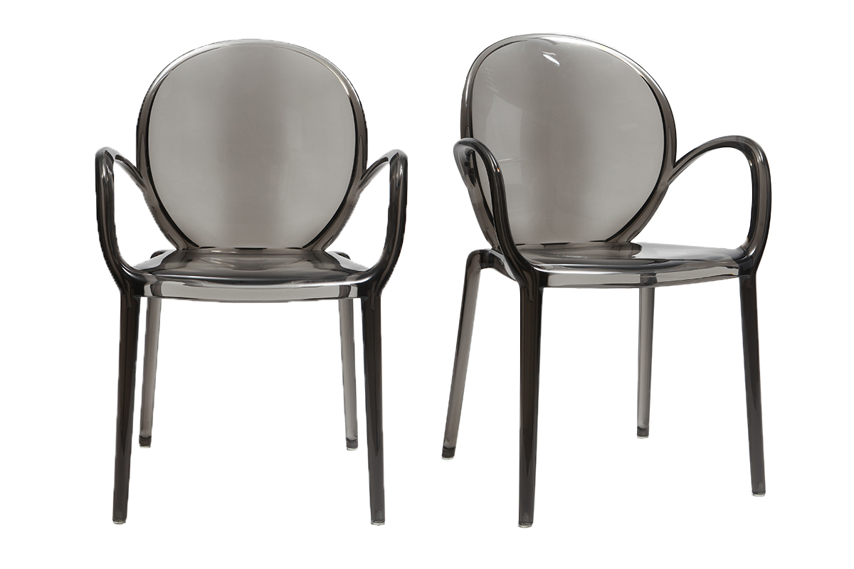 Chaises empilables design fum�e transparentes (lot de 2) CRISTAL