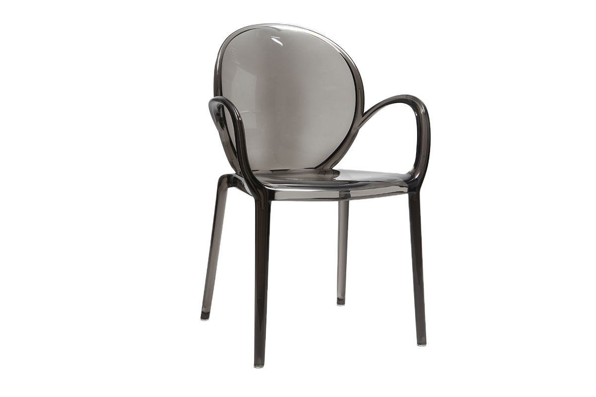 Chaises empilables design fum�e transparentes (lot de 2) CRISTAL