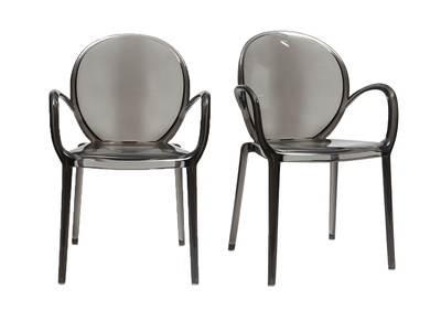 Chaises empilables design fum&eacute;e transparentes (lot de 2) CRISTAL