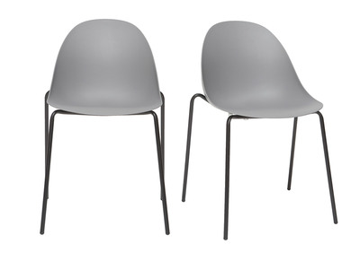 Chaises empilables design grises pieds m&eacute;tal (lot de 2) CONCHA