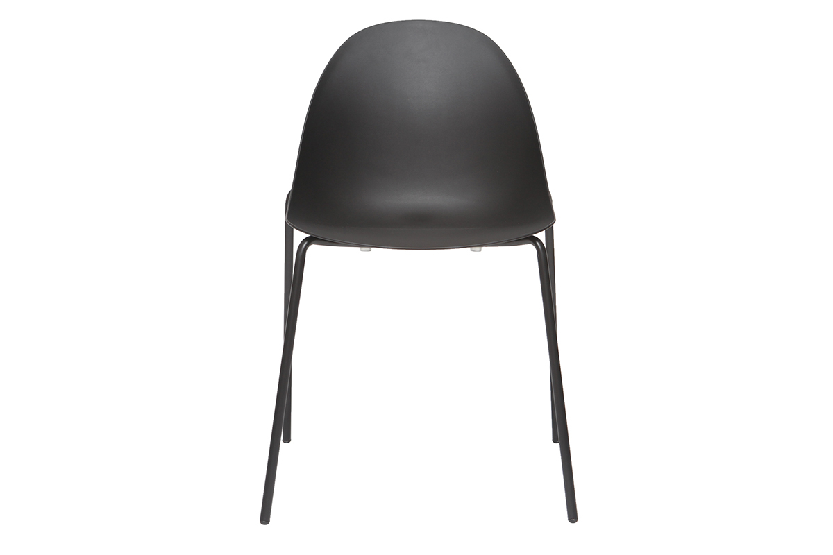 Chaises empilables design noires pieds m�tal (lot de 2) CONCHA