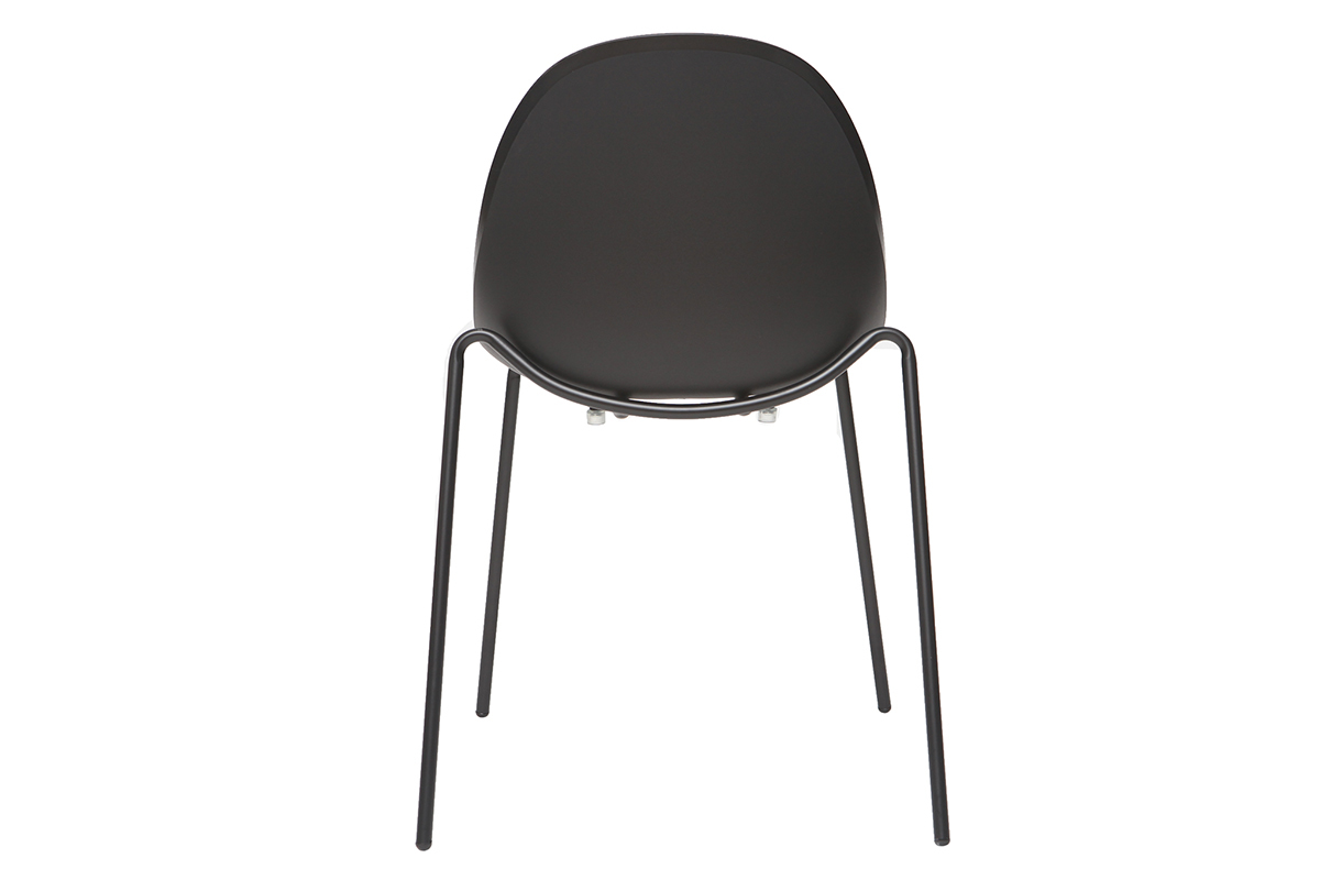 Chaises empilables design noires pieds m�tal (lot de 2) CONCHA