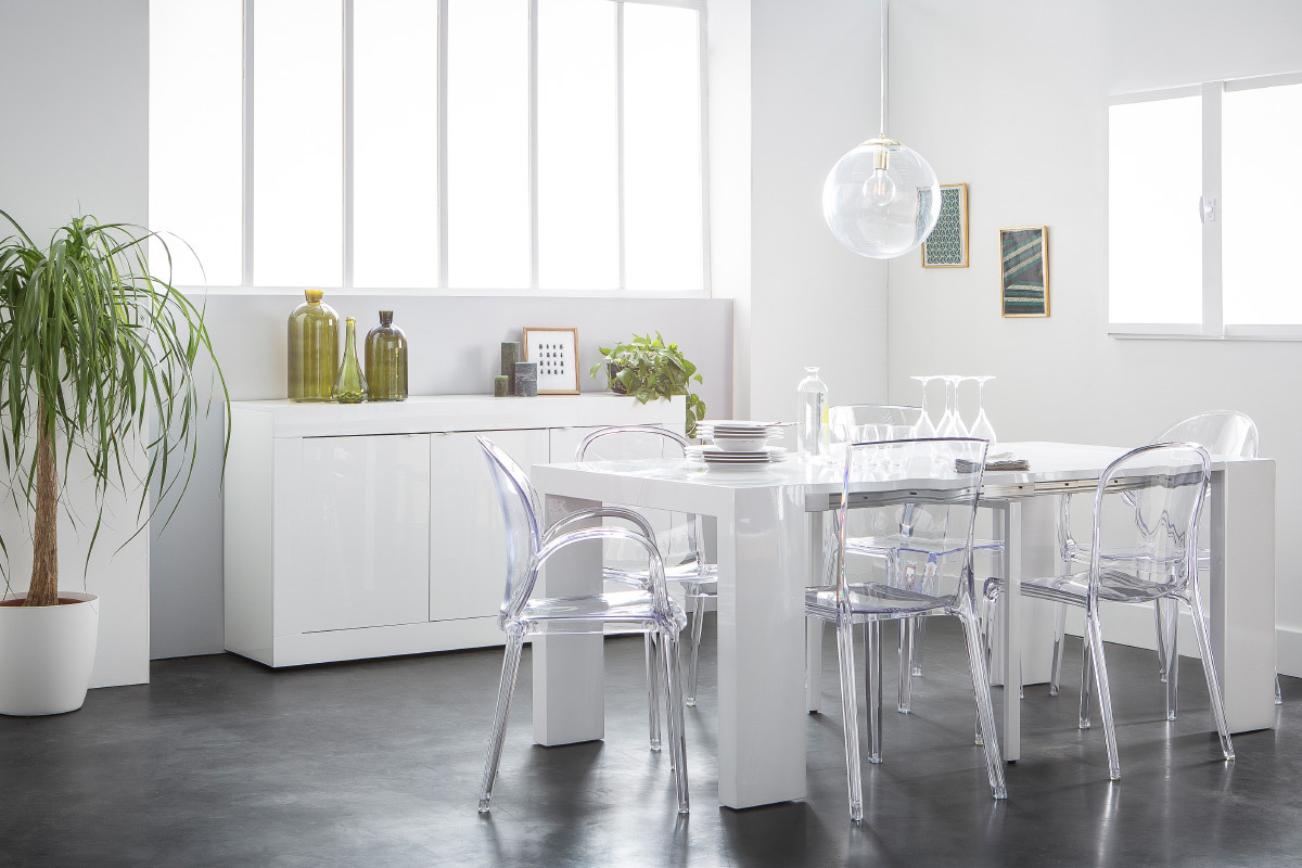 Chaises empilables design transparentes (lot de 2) CRISTAL