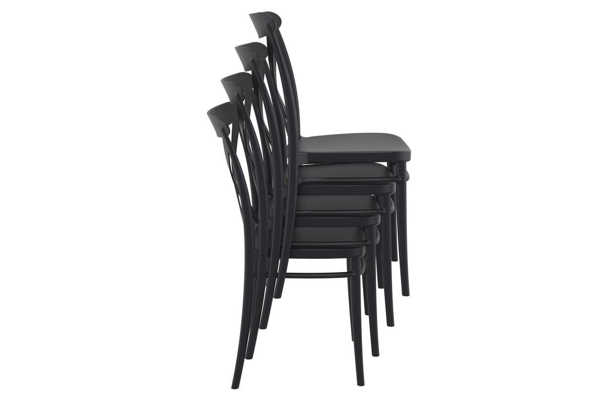 Chaises empilables noires intrieur / extrieur (lot de 4) GERMAIN