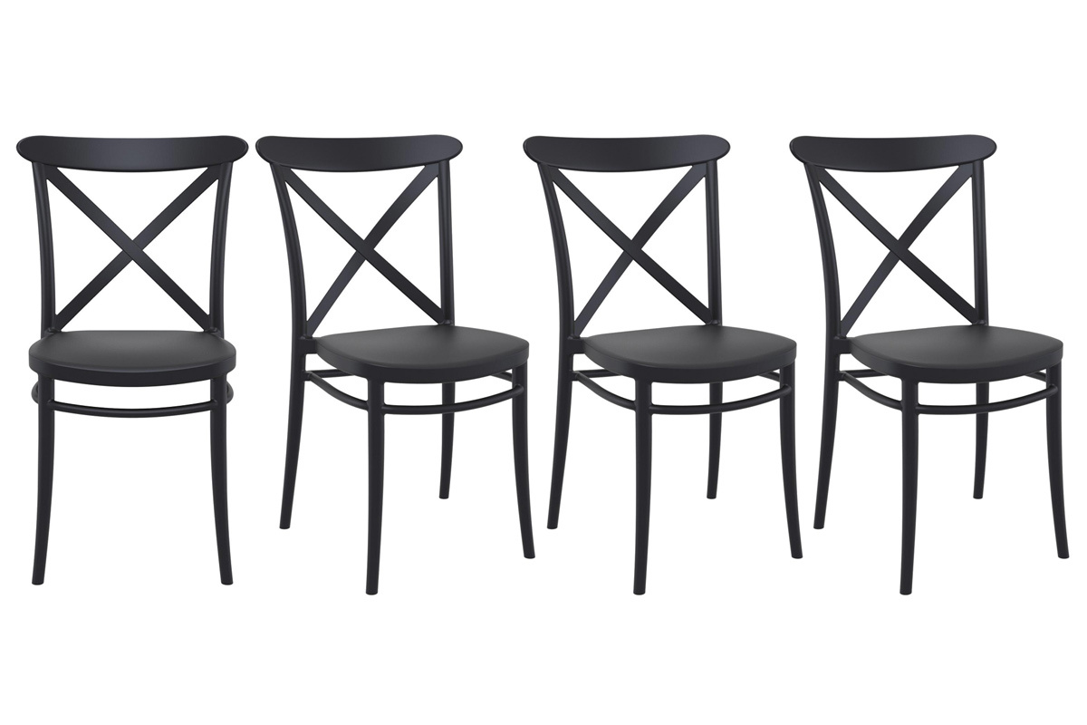 Chaises empilables noires intrieur / extrieur (lot de 4) GERMAIN
