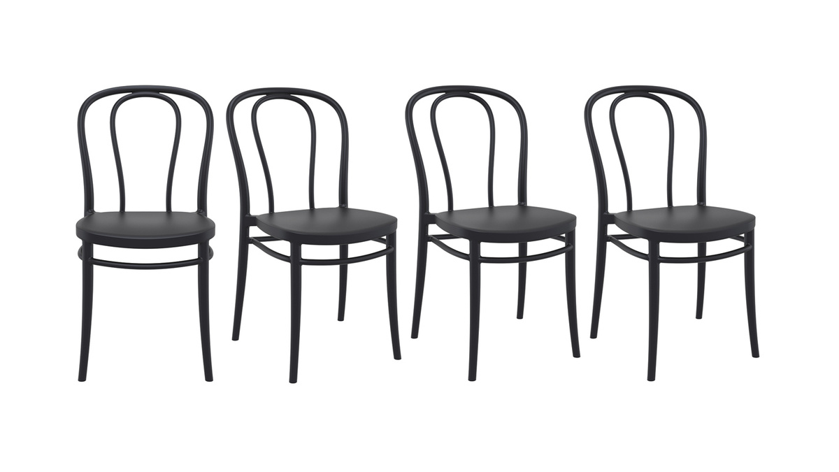 Chaises empilables noires intrieur / extrieur (lot de 4) MATTY