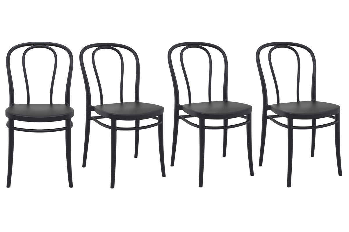 Chaises empilables noires int�rieur / ext�rieur (lot de 4) MATTY