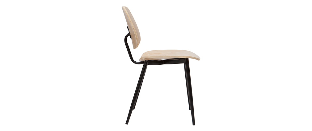 Chaises en bois clair et m�tal noir (lot de 2) TOBIAS