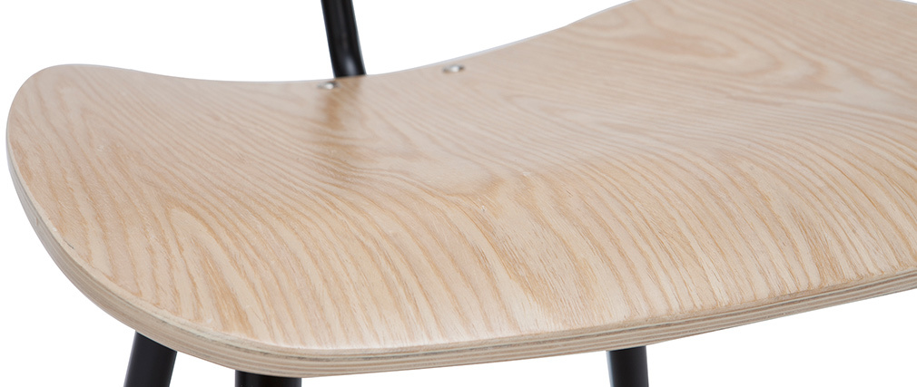 Chaises en bois clair et m�tal noir (lot de 2) TOBIAS