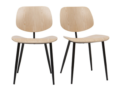 Chaises en bois clair et métal noir (lot de 2) TOBIAS
