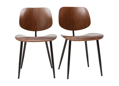 Chaises en bois fonc&eacute; et m&eacute;tal noir (lot de 2) TOBIAS