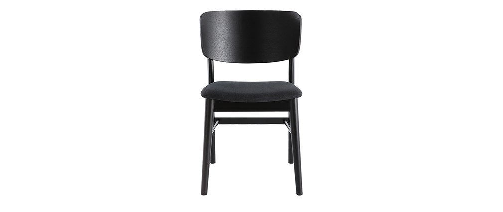 Chaises en bois noir et tissu gris fonc� (lot de 2) SHELDON
