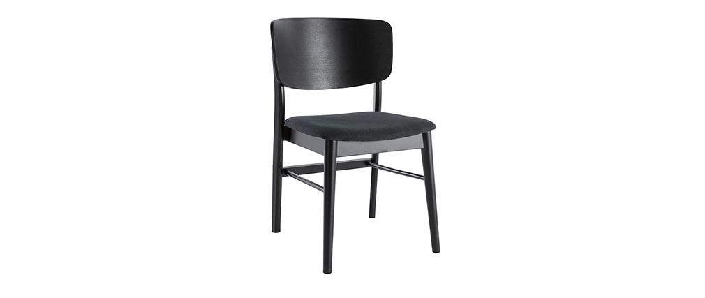 Chaises en bois noir et tissu gris fonc� (lot de 2) SHELDON