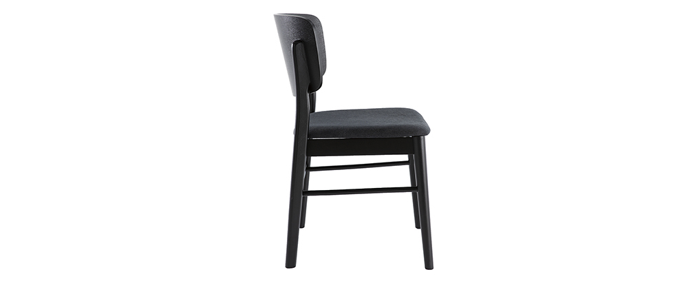 Chaises en bois noir et tissu gris fonc� (lot de 2) SHELDON