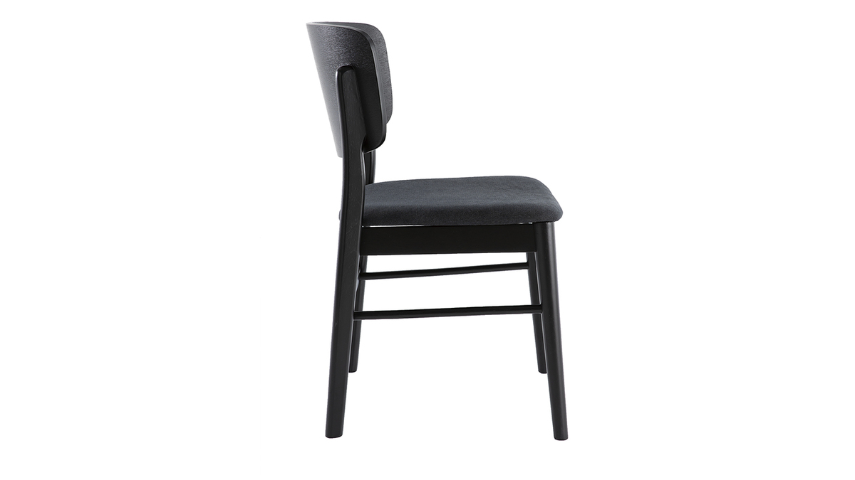 Chaises en bois noir et tissu gris fonc (lot de 2) SHELDON