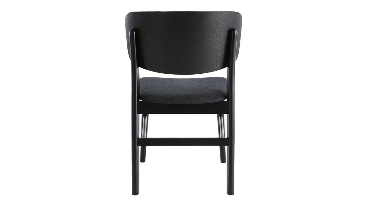 Chaises en bois noir et tissu gris fonc (lot de 2) SHELDON