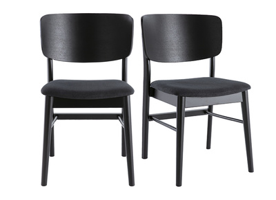 Chaises en bois noir et tissu gris fonc&eacute; (lot de 2) SHELDON