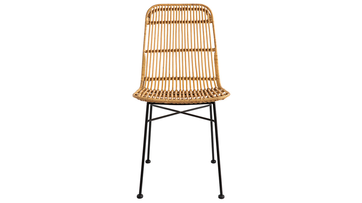 Chaises en rotin et mtal noir (lot de 2) MALACCA