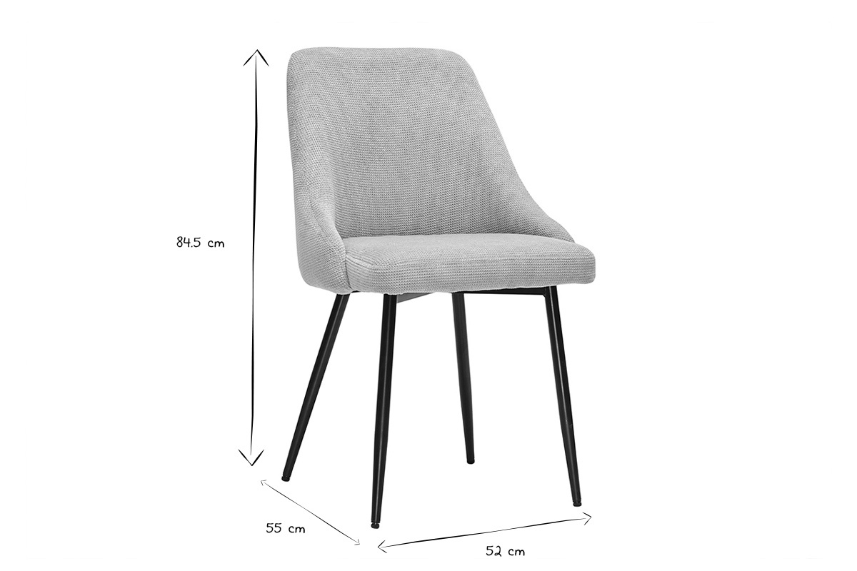 Chaises en tissu chenille beige et m�tal noir (lot de 2) HASTA